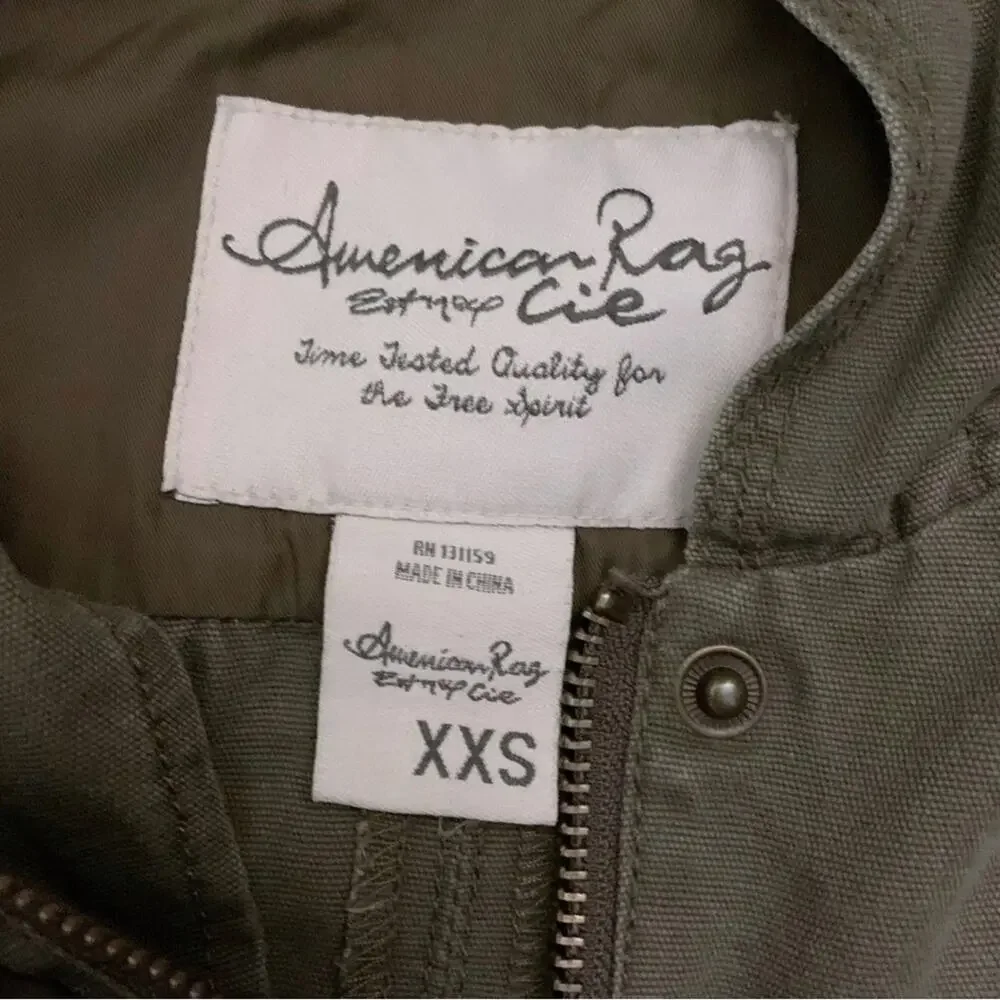American Rag Military Green Hooded Utility Jacket Coat Army Olive Fisherman